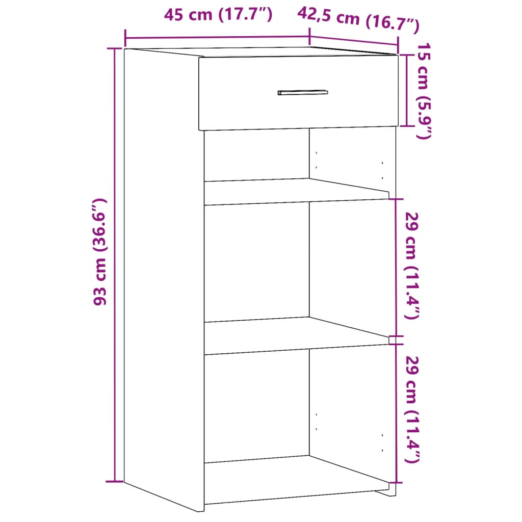 Dulap, stejar sonoma, 45x42,5x93 cm, lemn prelucrat