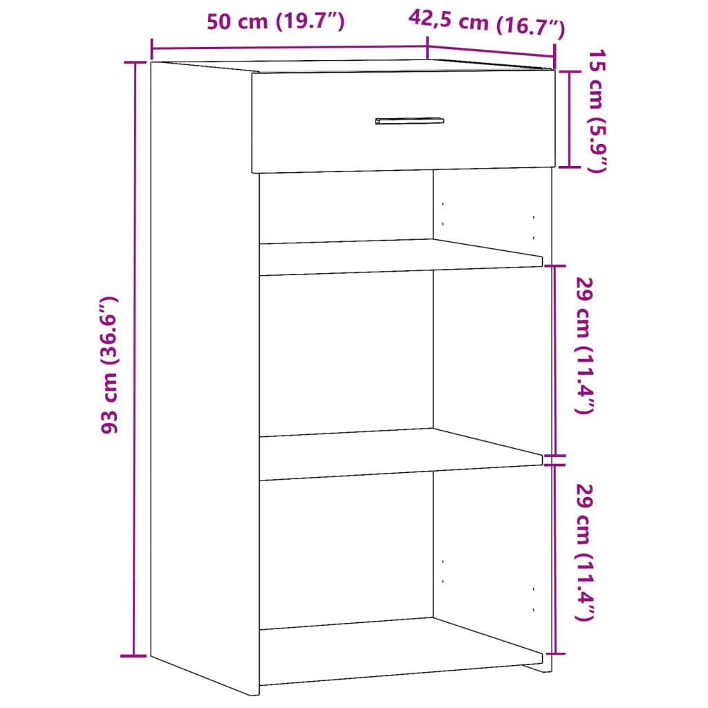 Dulap, alb, 50x42,5x93 cm, lemn prelucrat