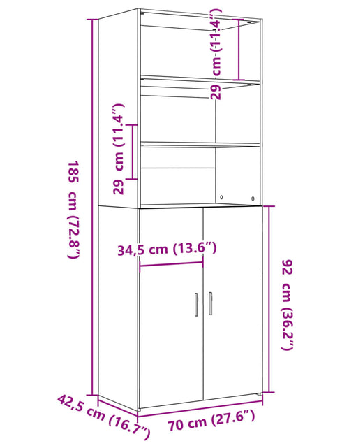 Загрузите изображение в средство просмотра галереи, Dulap înalt, gri beton, 70x42,5x185 cm, lemn prelucrat
