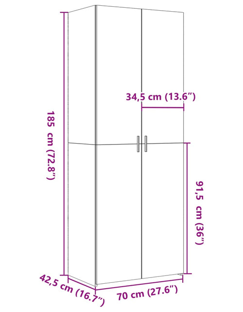 Загрузите изображение в средство просмотра галереи, Dulap înalt, stejar fumuriu, 70x42,5x185 cm, lemn prelucrat
