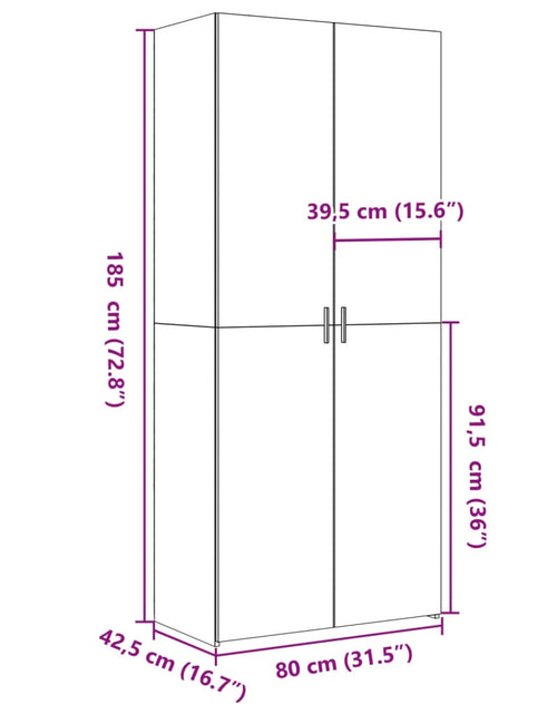 Загрузите изображение в средство просмотра галереи, Dulap înalt, alb, 80x42,5x185 cm, lemn prelucrat
