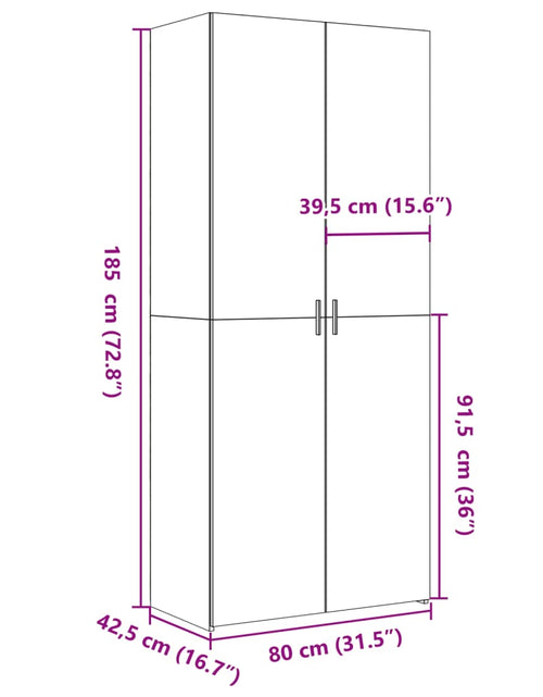 Загрузите изображение в средство просмотра галереи, Dulap înalt, gri beton, 80x42,5x185 cm, lemn prelucrat
