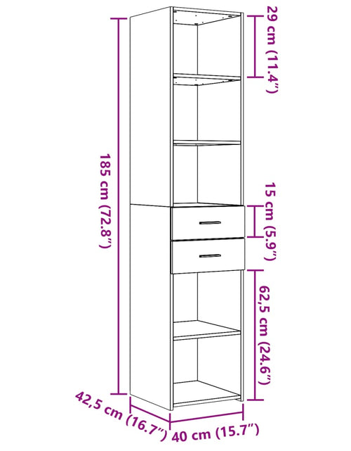 Încărcați imaginea în vizualizatorul Galerie, Dulap înalt, stejar fumuriu, 40x42,5x185 cm, lemn prelucrat
