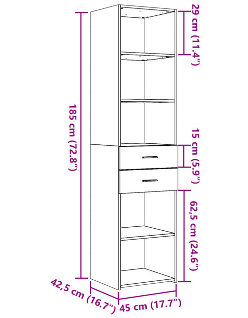 Загрузите изображение в средство просмотра галереи, Dulap înalt, stejar maro, 45x42,5x185 cm, lemn prelucrat
