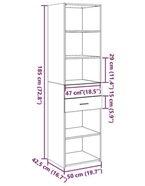 Încărcați imaginea în vizualizatorul Galerie, Dulap înalt, stejar sonoma, 50x42,5x185 cm, lemn prelucrat
