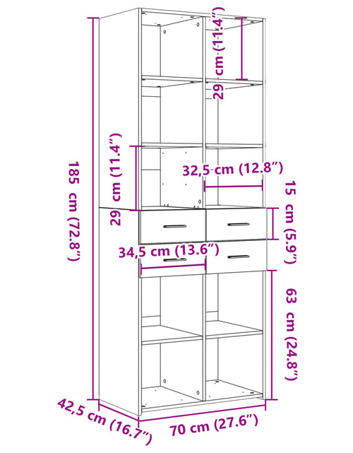 Загрузите изображение в средство просмотра галереи, Dulap înalt, gri beton, 70x42,5x185 cm, lemn prelucrat
