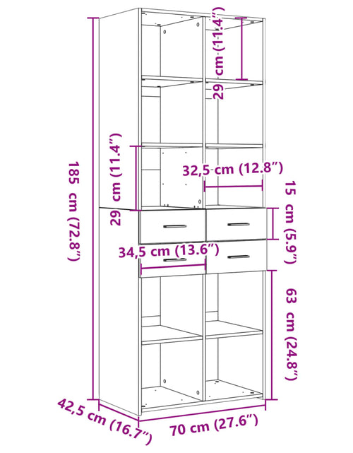 Încărcați imaginea în vizualizatorul Galerie, Dulap înalt, stejar fumuriu, 70x42,5x185 cm, lemn prelucrat
