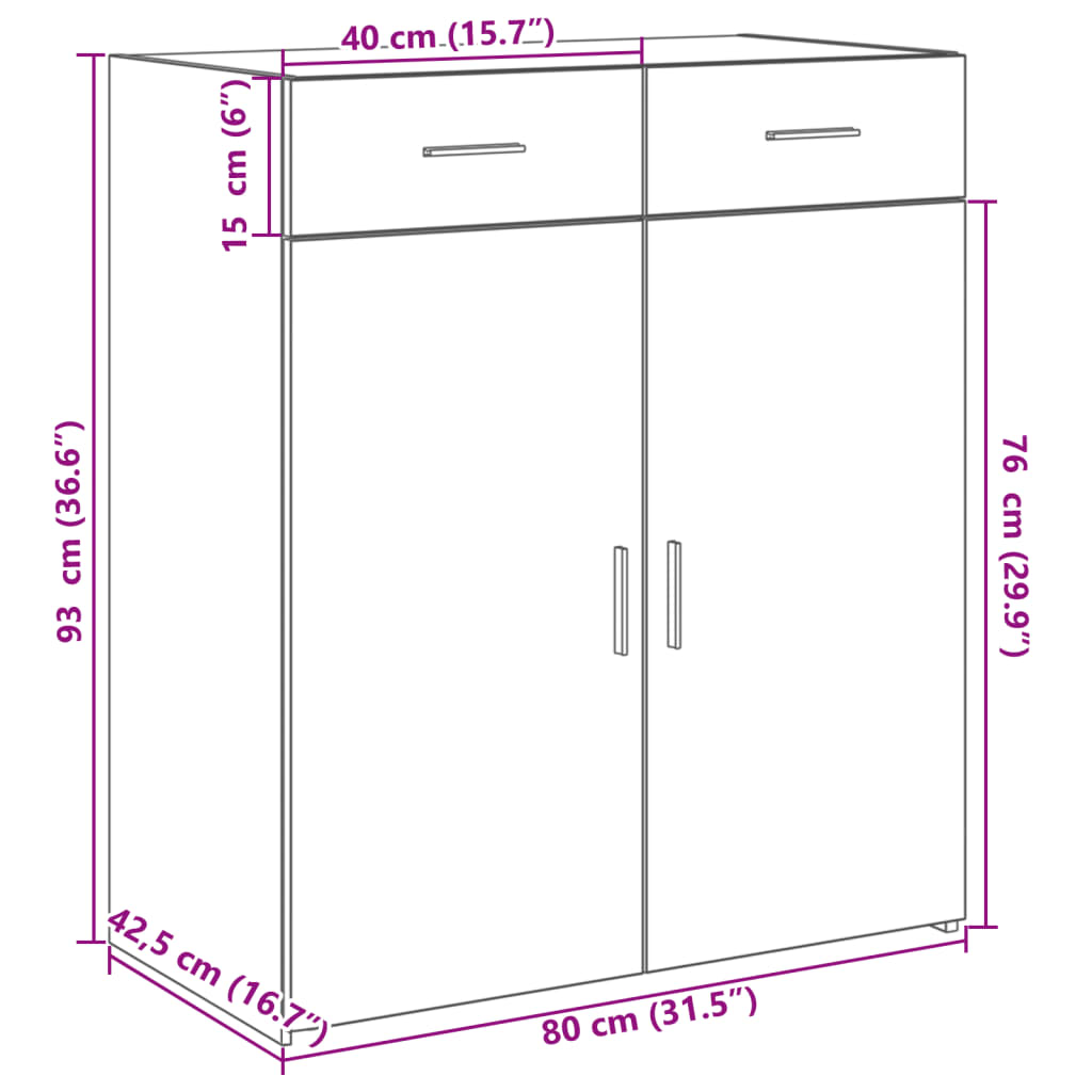 Dulap, gri beton, 80x42,5x93 cm, lemn prelucrat