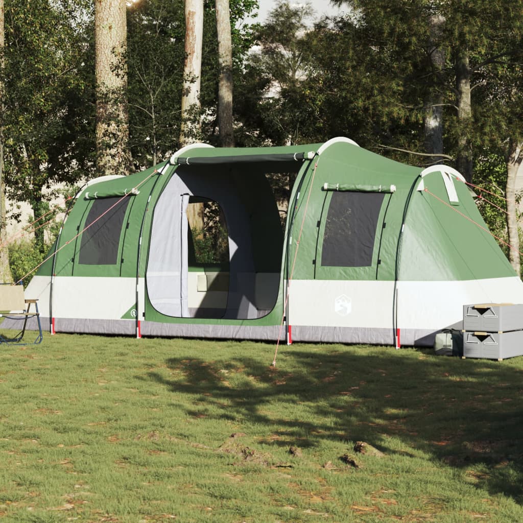 Cort de camping tunel pentru 4 persoane, verde, impermeabil