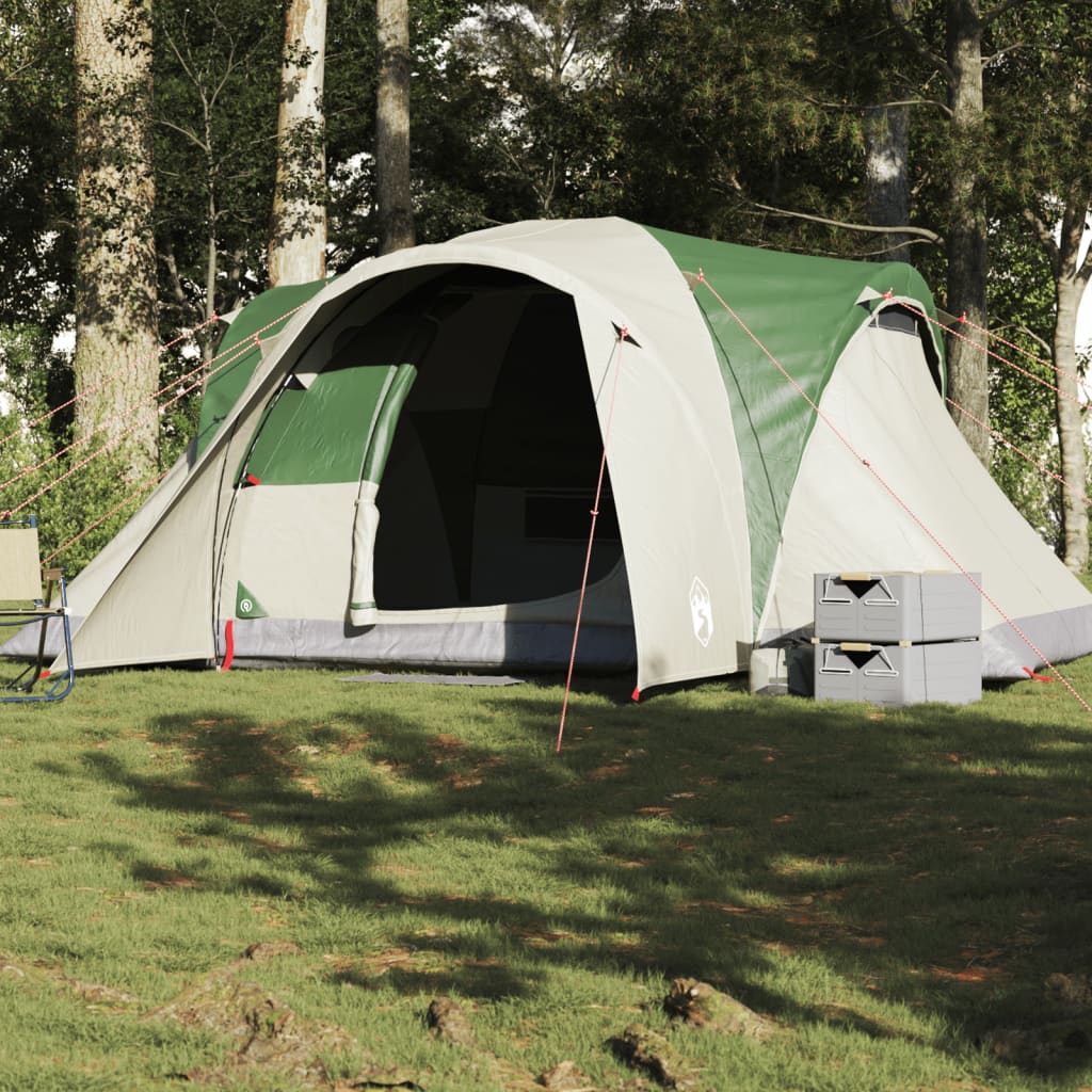 Cort de camping cupolă pentru 6 persoane, verde, impermeabil