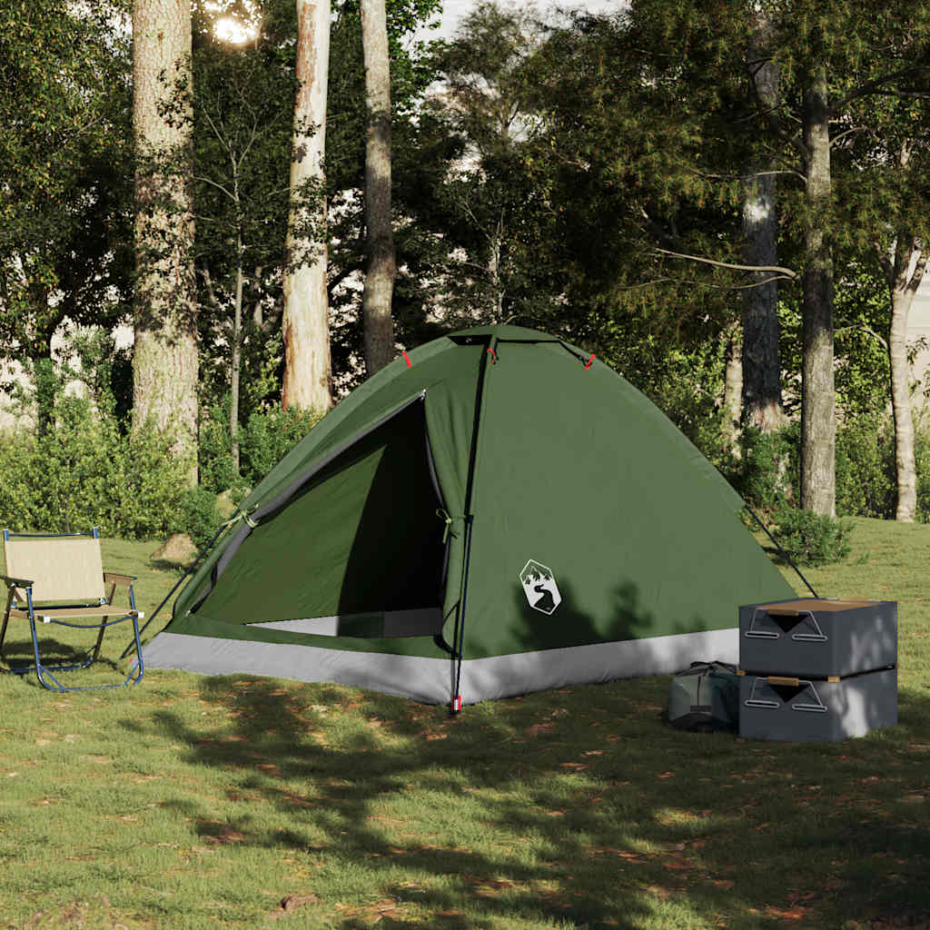 Cort camping cupolă 4 persoane verde măsliniu impermeabil