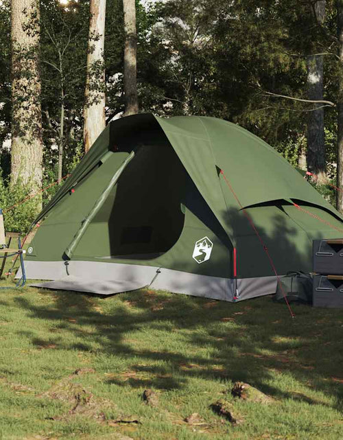 Загрузите изображение в средство просмотра галереи, Cort camping cupolă 2 persoane verde măsliniu impermeabil
