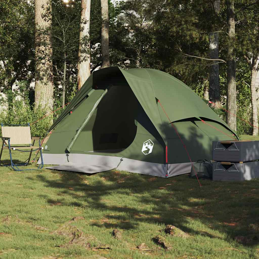 Cort camping cupolă 2 persoane verde măsliniu impermeabil