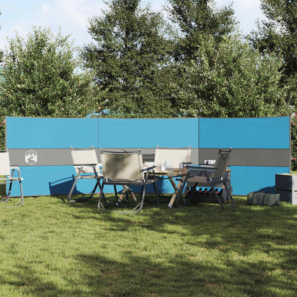 Paravan de camping, albastru, 490x123 cm, impermeabil