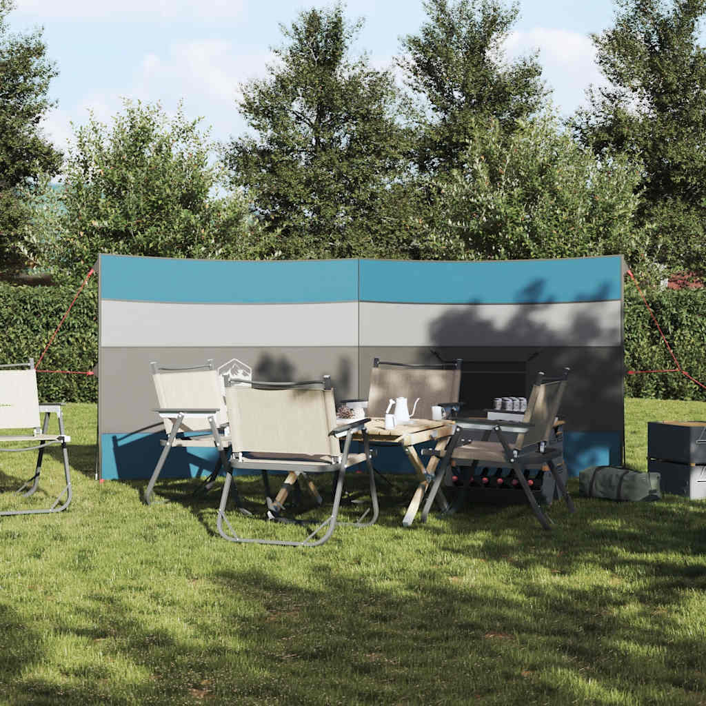 Paravan de camping, albastru, 340x130 cm, impermeabil