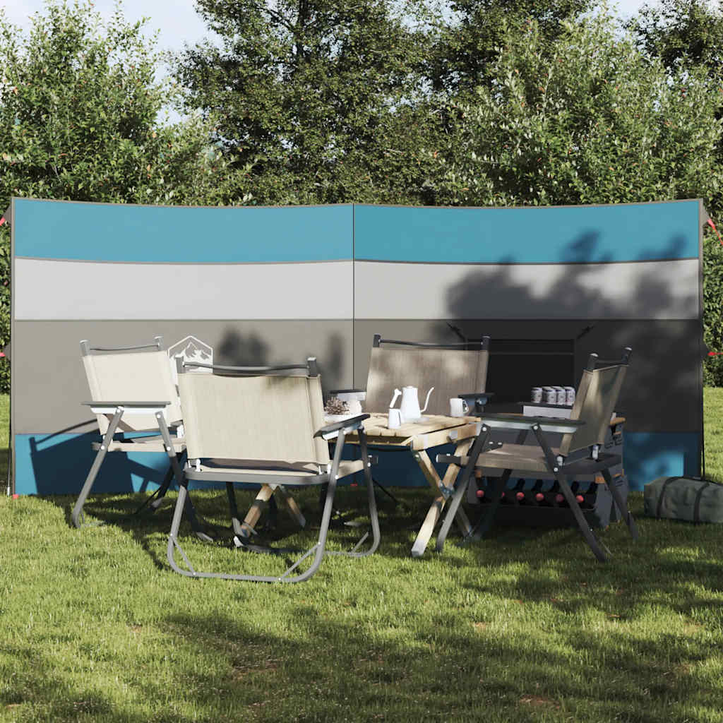 Paravan de camping, albastru, 340x130 cm, impermeabil