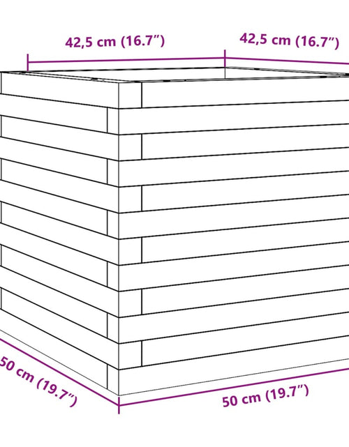 Încărcați imaginea în vizualizatorul Galerie, Jardinieră grădină, maro ceruit, 50x50x45,5 cm, lemn masiv pin

