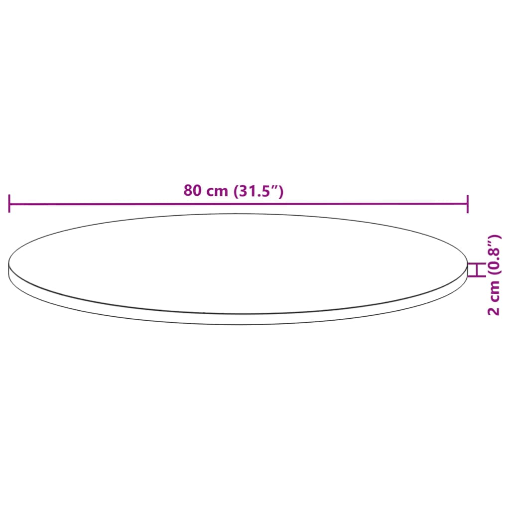 Blat de masă rotund, Ø80x2 cm, lemn masiv de acacia