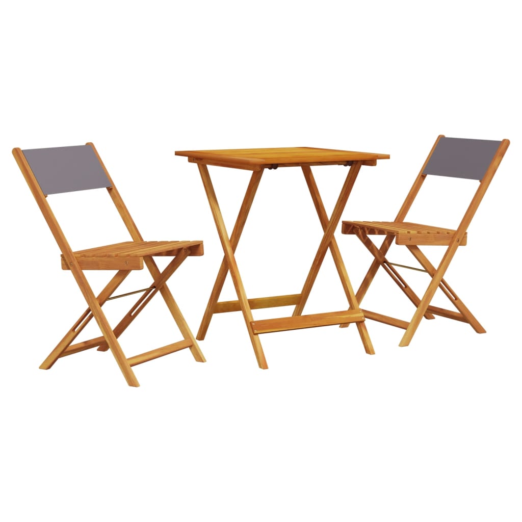 Set mobilier bistro, 3 piese, textil antracit/lemn masiv