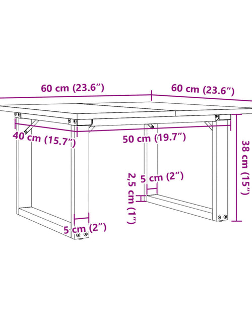 Încărcați imaginea în vizualizatorul Galerie, Masă de cafea, cadru O, 60x60x40 cm, lemn masiv pin și fontă
