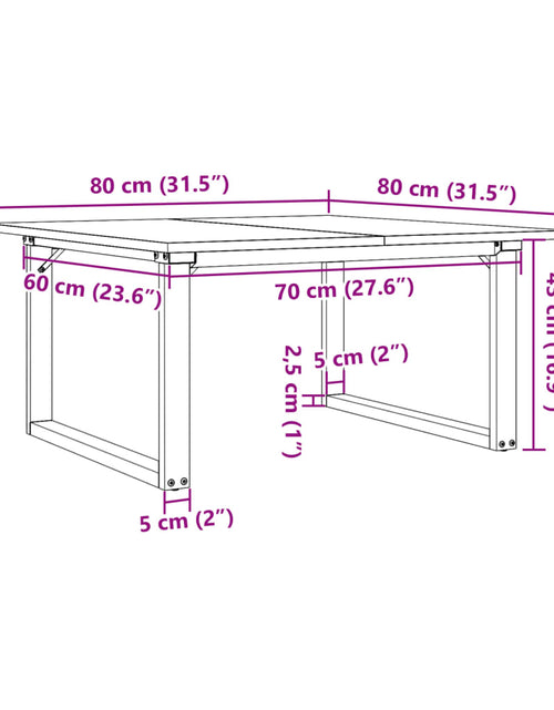 Încărcați imaginea în vizualizatorul Galerie, Masă de cafea, cadru O, 80x80x45 cm, lemn masiv pin și fontă
