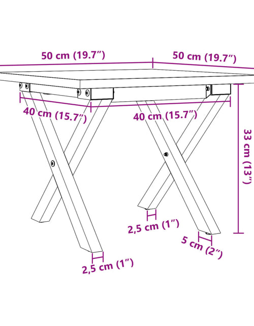 Încărcați imaginea în vizualizatorul Galerie, Masă de cafea, cadru X, 50x50x35 cm cm, lemn masiv pin și fontă
