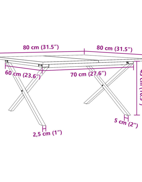 Încărcați imaginea în vizualizatorul Galerie, Masă de cafea, cadru X, 80x80x45 cm, lemn masiv pin și fontă
