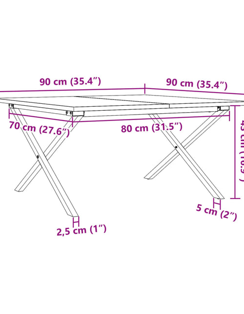 Încărcați imaginea în vizualizatorul Galerie, Masă de cafea, cadru X, 90x90x45 cm, lemn masiv pin și fontă
