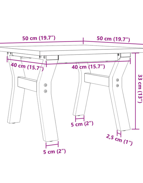 Загрузите изображение в средство просмотра галереи, Masă de cafea, cadru Y, 50x50x35 cm cm, lemn masiv pin și fontă
