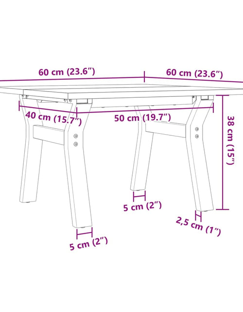 Загрузите изображение в средство просмотра галереи, Masă de cafea, cadru Y, 60x60x40 cm, lemn masiv pin și fontă

