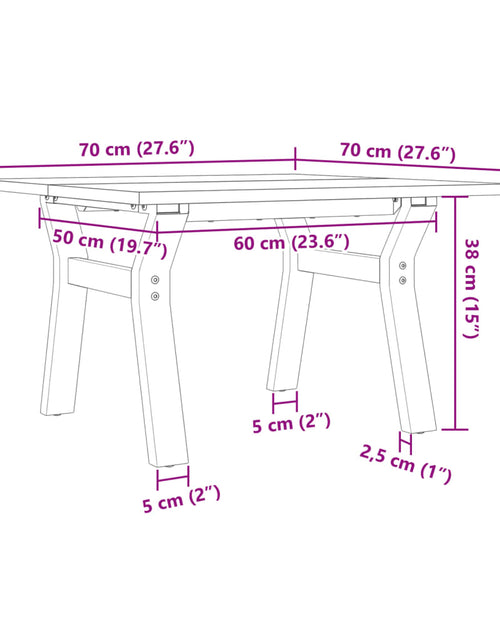 Загрузите изображение в средство просмотра галереи, Masă de cafea, cadru Y, 70x70x40 cm, lemn masiv pin și fontă
