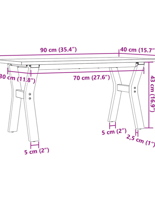 Загрузите изображение в средство просмотра галереи, Masă de cafea, cadru Y, 90x40x45 cm, lemn masiv pin și fontă

