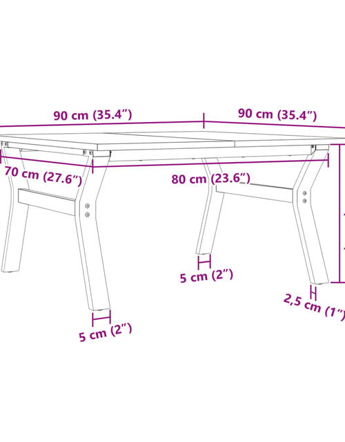 Загрузите изображение в средство просмотра галереи, Masă de cafea, cadru Y, 90x90x45 cm, lemn masiv pin și fontă
