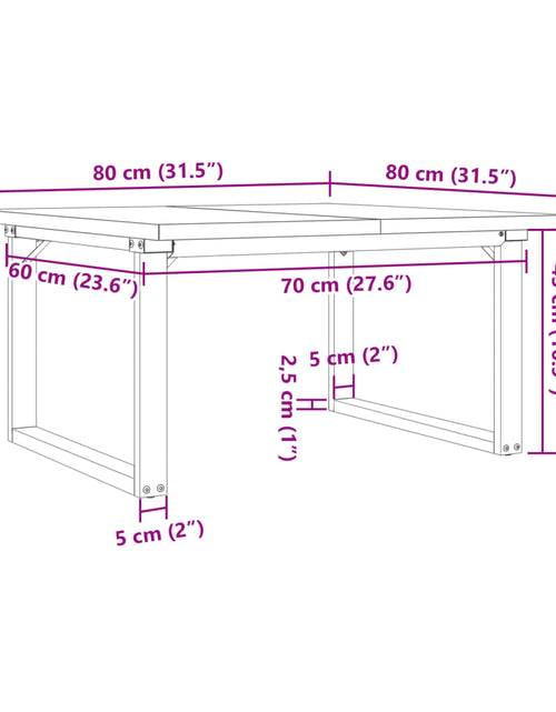 Încărcați imaginea în vizualizatorul Galerie, Masă de cafea, cadru O, 80x80x45,5 cm, lemn masiv pin și fontă
