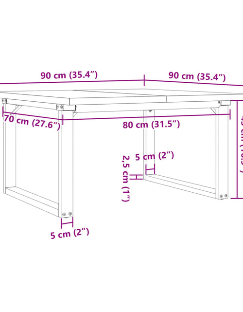 Încărcați imaginea în vizualizatorul Galerie, Masă de cafea, cadru O, 90x90x45,5 cm, lemn masiv pin și fontă
