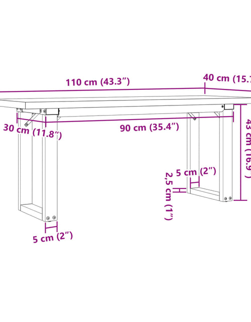 Încărcați imaginea în vizualizatorul Galerie, Masă de cafea, cadru O, 110x40x45,5 cm, lemn masiv pin și fontă
