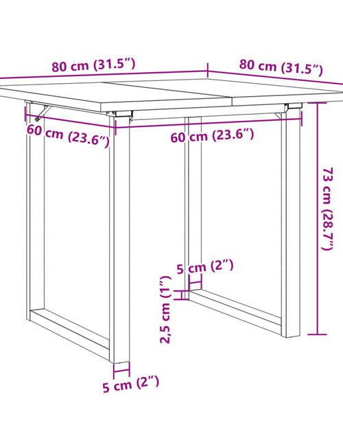 Загрузите изображение в средство просмотра галереи, Masă bucătărie, cadru O, 80x80x75,5 cm lemn masiv pin și fontă
