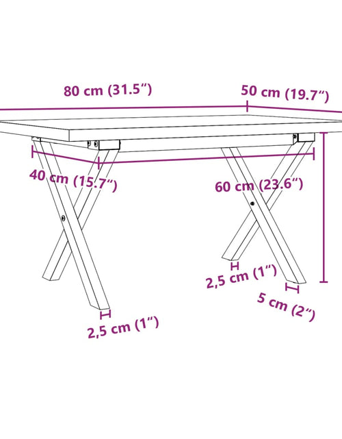Încărcați imaginea în vizualizatorul Galerie, Masă de cafea, cadru X, 80x50x40,5 cm, lemn masiv pin și fontă
