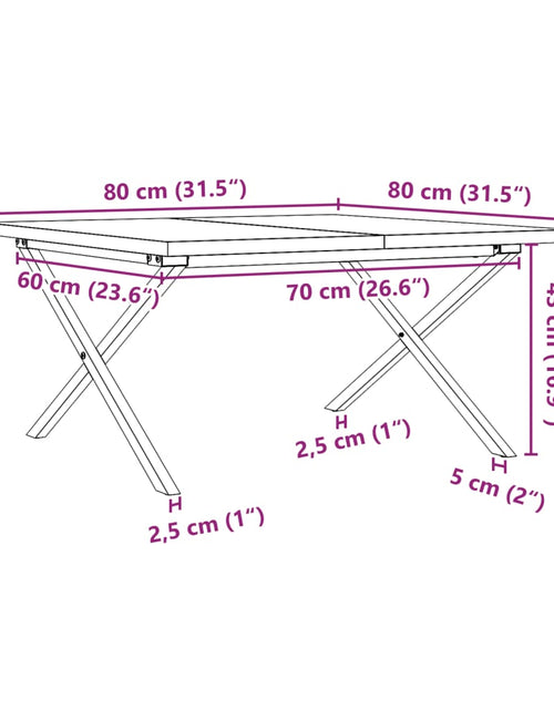 Încărcați imaginea în vizualizatorul Galerie, Masă de cafea, cadru X, 80x80x45,5 cm, lemn masiv pin și fontă
