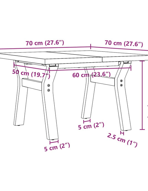 Загрузите изображение в средство просмотра галереи, Masă de cafea, cadru Y, 70x70x40,5 cm, lemn masiv pin și fontă
