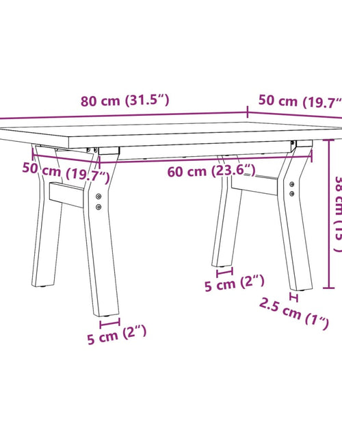 Încărcați imaginea în vizualizatorul Galerie, Masă de cafea, cadru Y, 80x50x40,5 cm, lemn masiv pin și fontă
