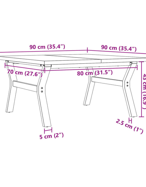 Încărcați imaginea în vizualizatorul Galerie, Masă de cafea, cadru Y, 90x90x45,5 cm, lemn masiv pin și fontă
