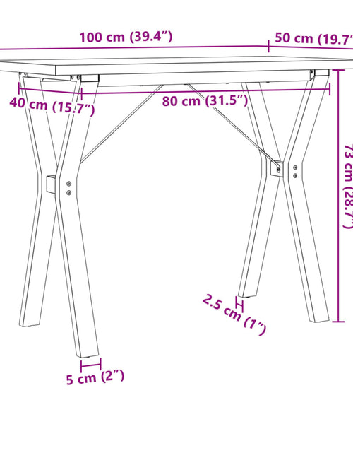Încărcați imaginea în vizualizatorul Galerie, Masă bucătărie, cadru Y, 100x50x75,5 cm lemn masiv pin și fontă

