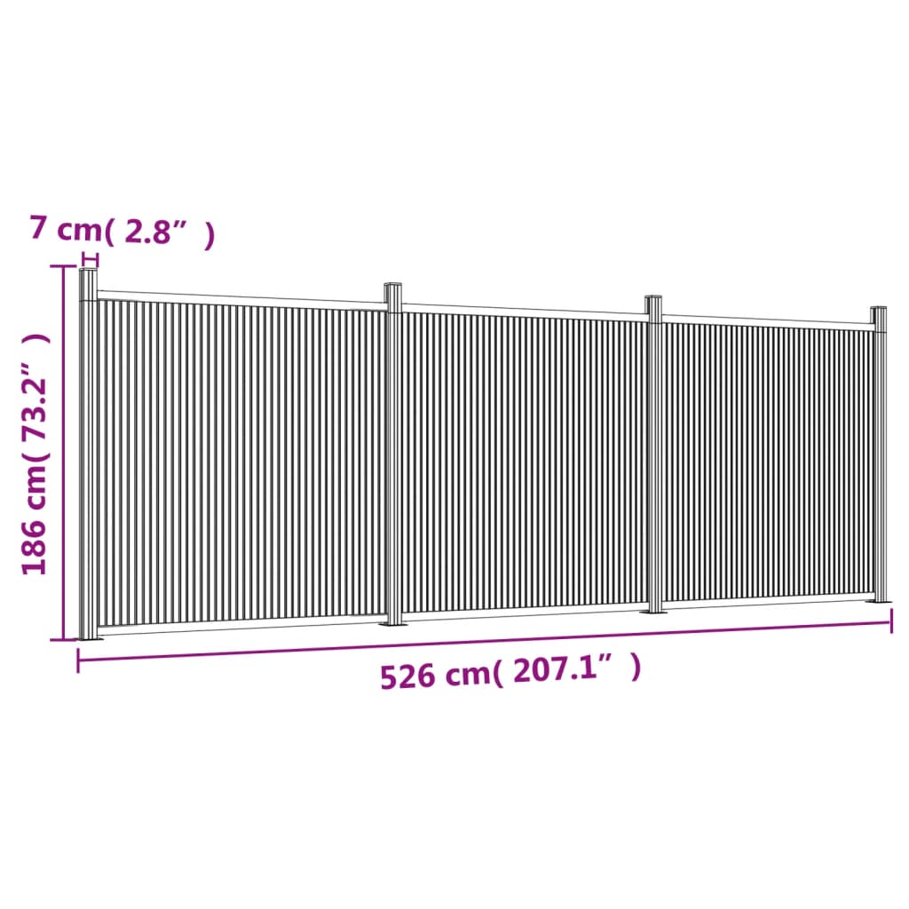 Panouri pentru gard, gri, 526x186 cm, WPC - Lando