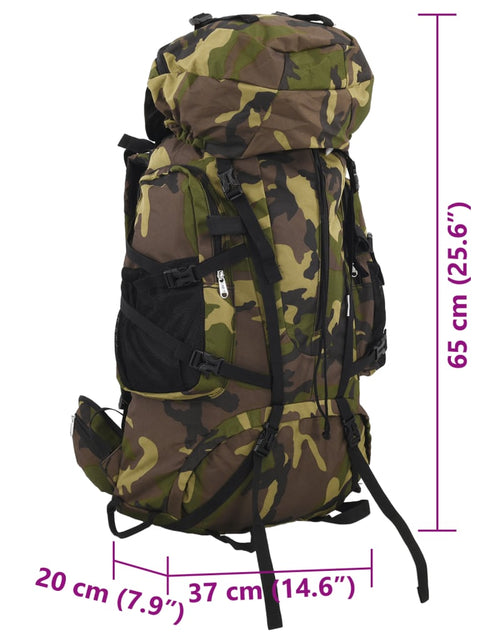 Încărcați imaginea în vizualizatorul Galerie, Rucsac de drumeție, verde camuflaj, 60 L, țesătură oxford
