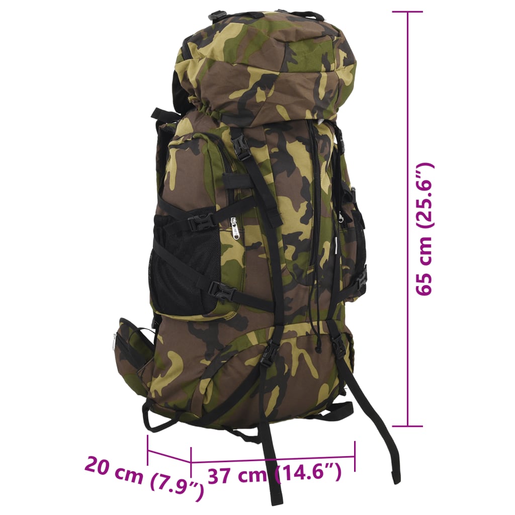 Rucsac de drumeție, verde camuflaj, 60 L, țesătură oxford