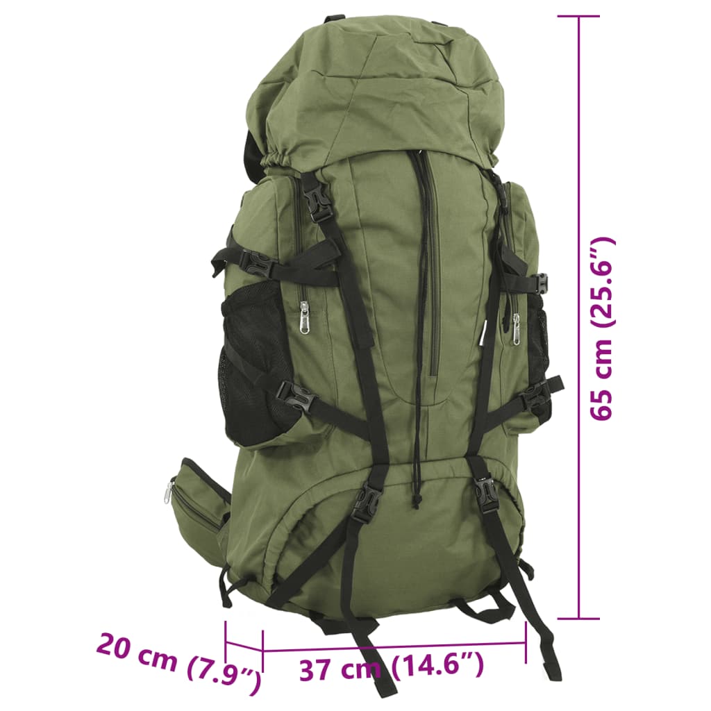 Rucsac de drumeție, verde kaki, 60 L, țesătură oxford