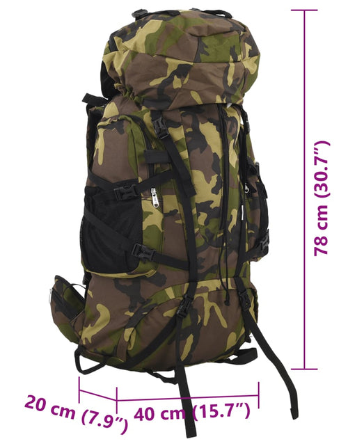 Încărcați imaginea în vizualizatorul Galerie, Rucsac de drumeție, verde camuflaj, 80 L, țesătură oxford
