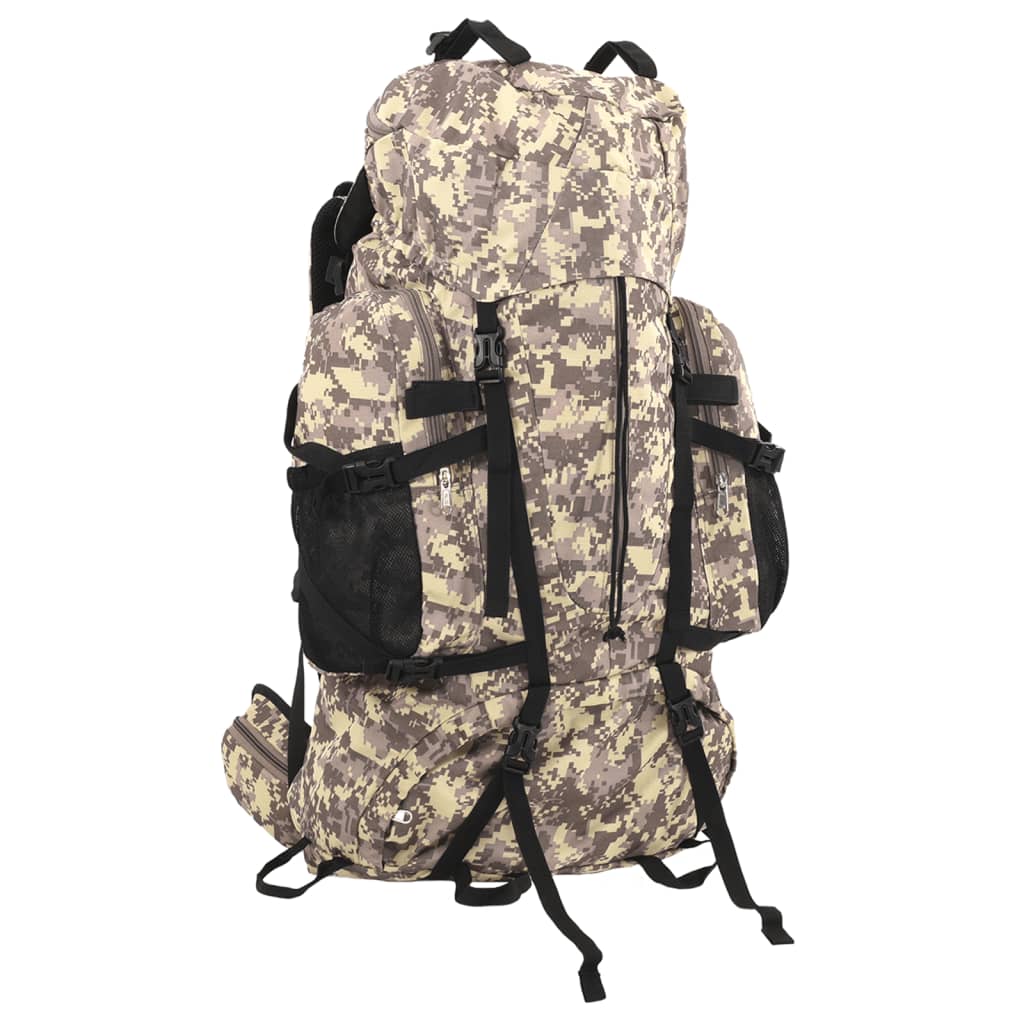 Rucsac de drumeție, camuflaj maro camel, 100 L, țesătură oxford