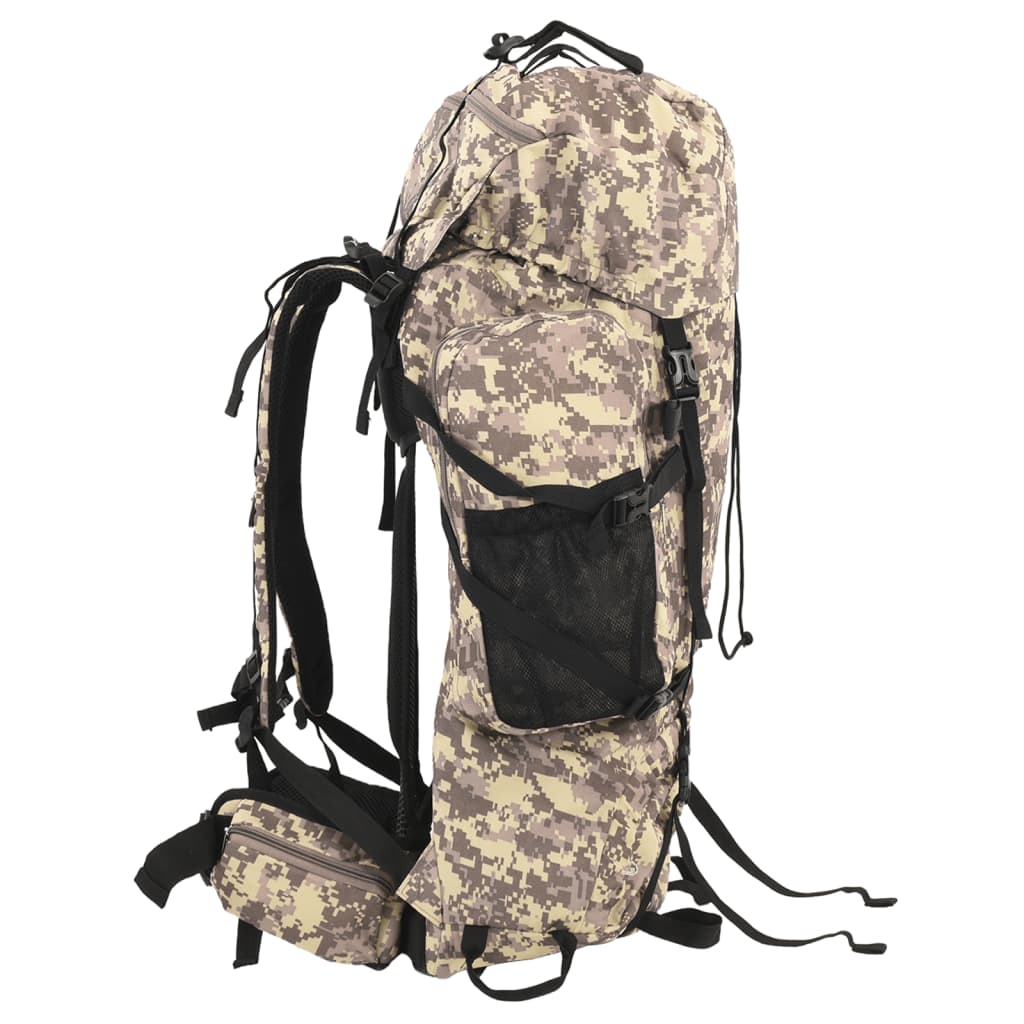 Rucsac de drumeție, camuflaj maro camel, 100 L, țesătură oxford